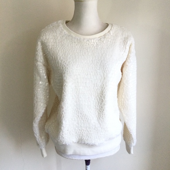 Ann Taylor Sweater Ivory Pullover Size M Long Sleeves - Picture 7 of 8